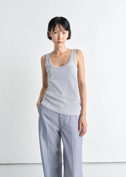 Cotton Rib Tank Top — Blue Grey