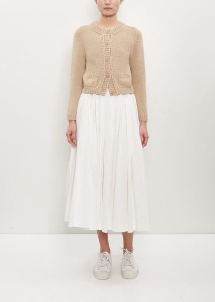 Cotton Pleated Pull On Skirt — Milk