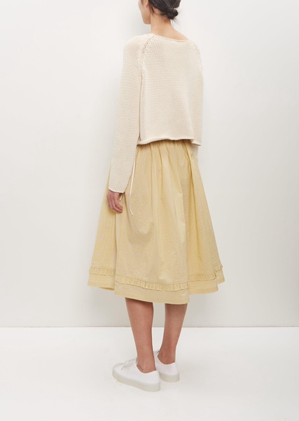 Cotton Silk Pleated Trim Skirt