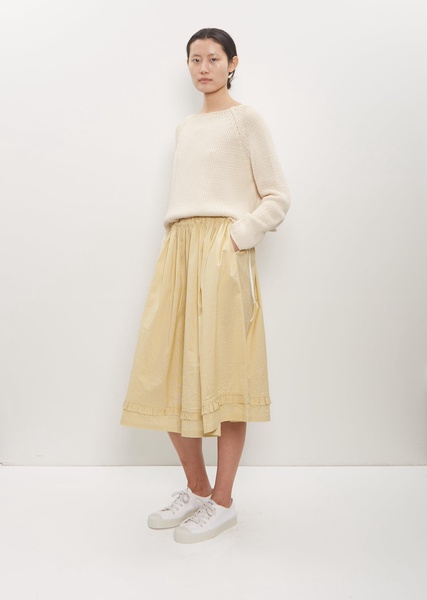 Cotton Silk Pleated Trim Skirt