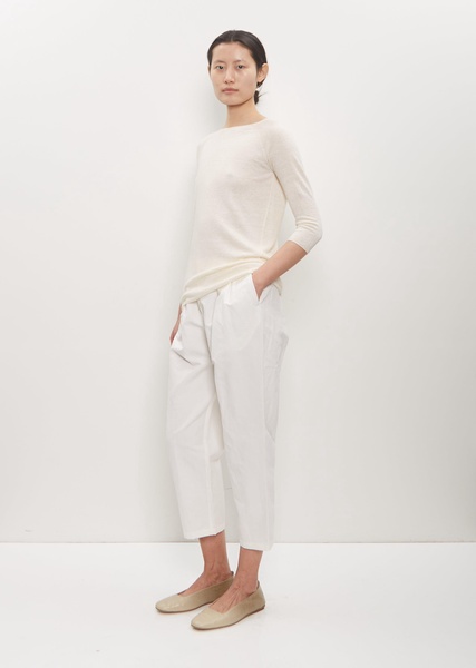 Cotton Linen Cropped Pleated Pant