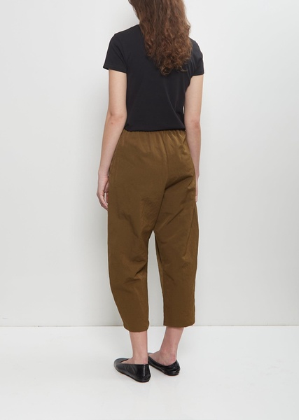 Technical Linen Curved Pull On Pant — Military Green