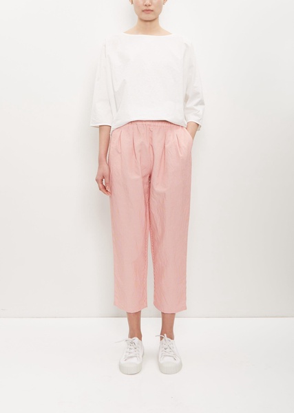 Linen Poly Cropped Pleated Pant — Poppy