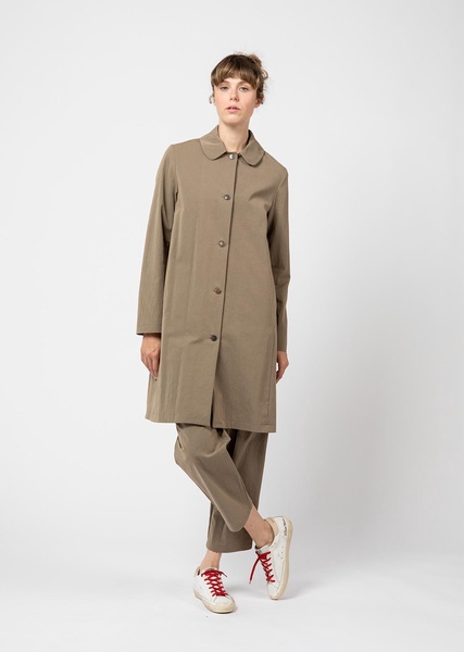 Cotton Poly Round Collar Mac Coat
