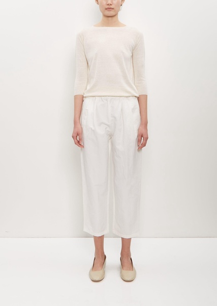 Cotton Linen Cropped Pleated Pant