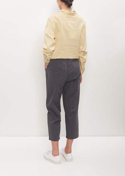 Cotton Poly Cropped Pleated Pant — Cement