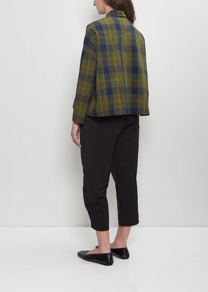 Light Tartan Mini Collar Shirt — Olive