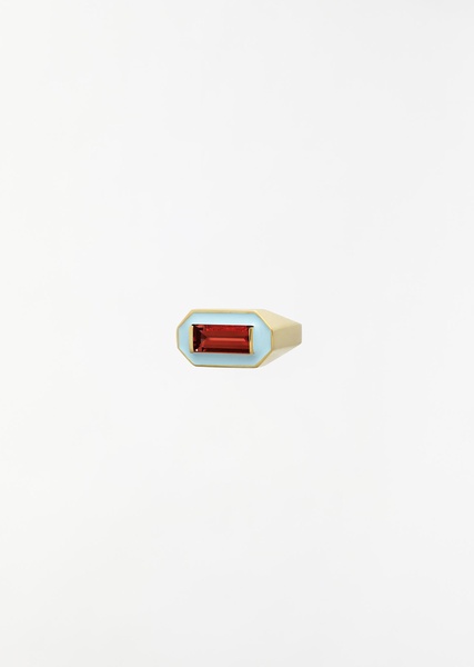 Deco Maxi Baguette Garnet Enamel Ring