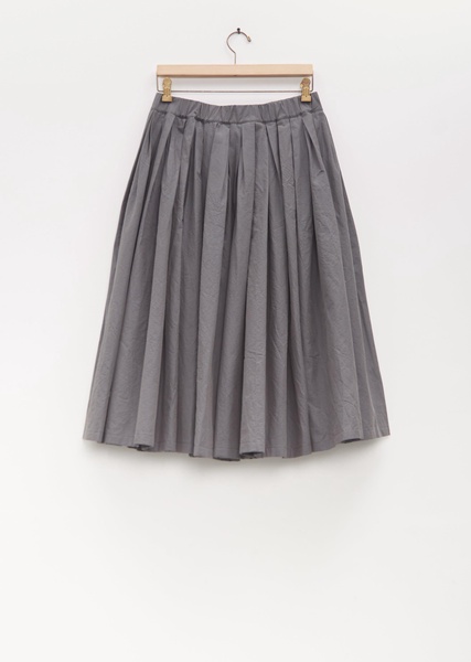 Cotton Pleated Pull On Skirt — Cement