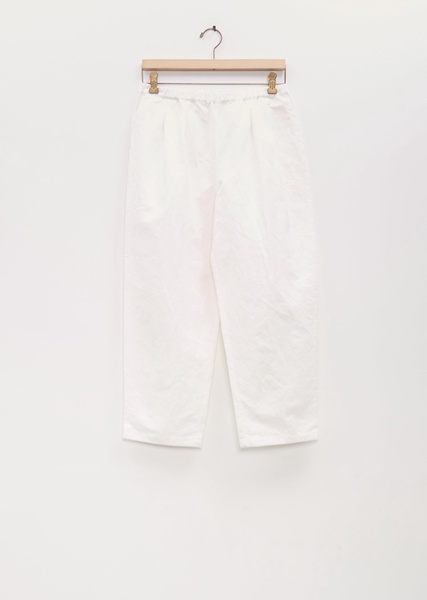 Cotton Linen Cropped Pleated Pant