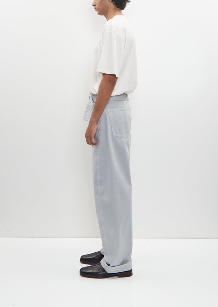 Cotton Denim Twisted Belted Pants