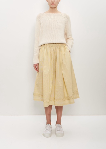 Cotton Silk Pleated Trim Skirt