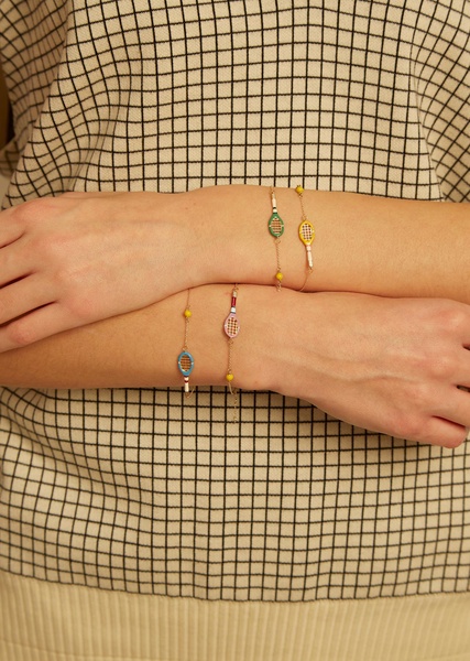Tennis Pelota Enamel Bracelet — Sand Pink