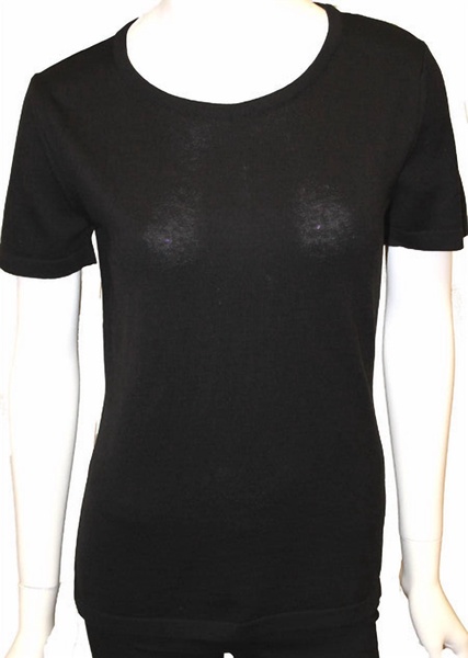 short sleeve crew-neck shell top in black