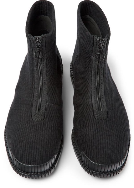 Black Textile Mid Boots for Men.