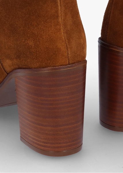 Astrid Tan Suede Rouched Block Heel Knee Boots