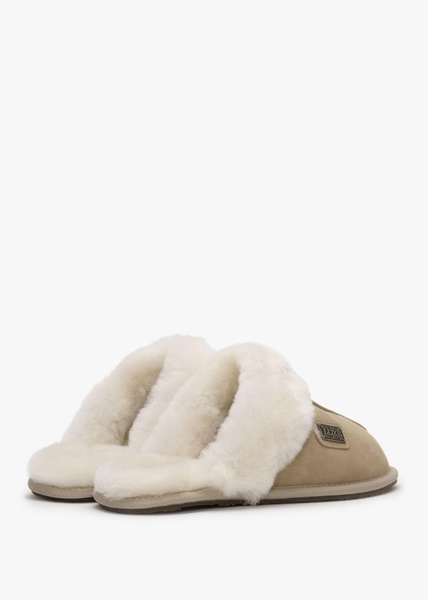 Sand Double-Face Sheepskin Closed Mule Slippers