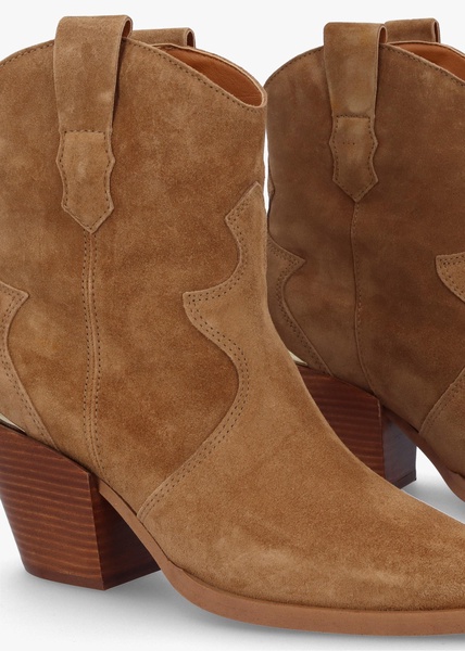 Austin Tan Suede Western Stacked Heel Ankle Boots
