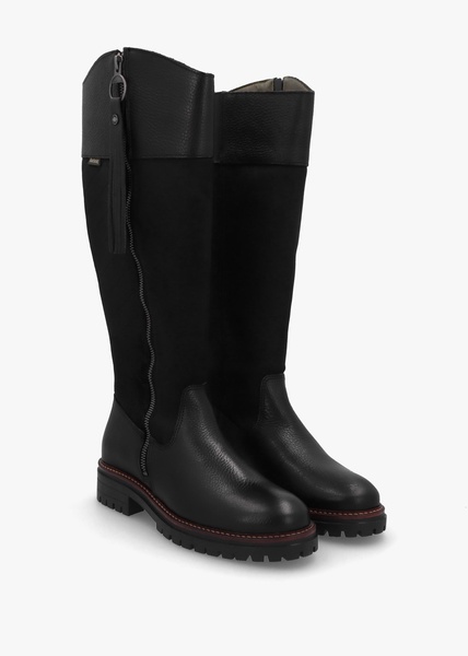 Ingrid Black Leather Knee High Boots