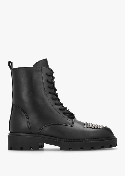 Abode Black Leather Embellished Ankle Boots