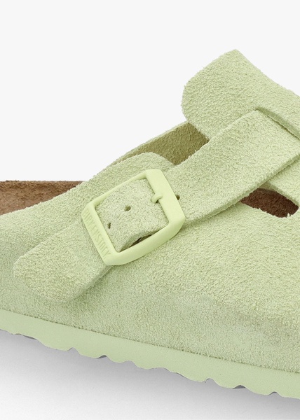 Boston Faded Lime Suede Leather Clogs