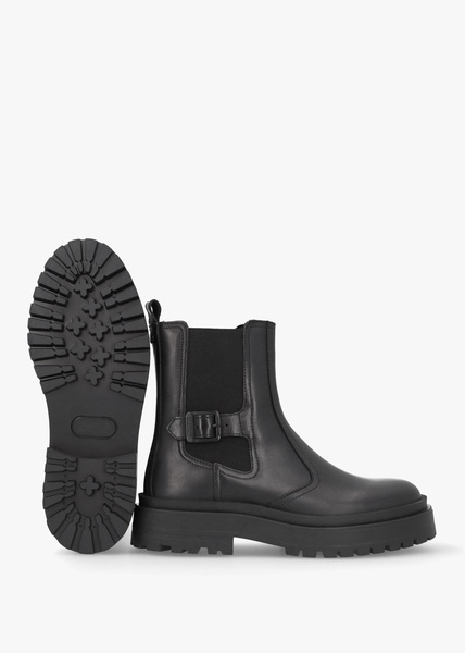 Milla Black Leather Chunky Chelsea Boots