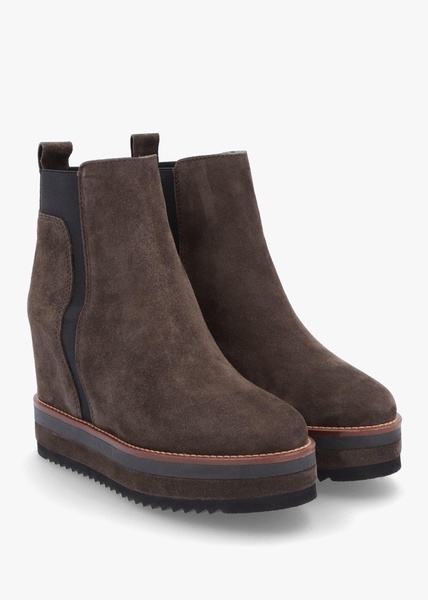 Azure Brown Suede Wedge Chelsea Boots