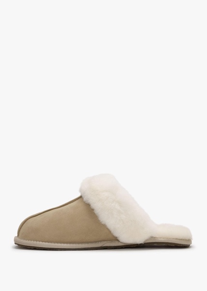 Sand Double-Face Sheepskin Closed Mule Slippers