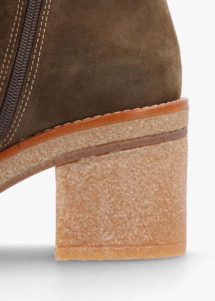 Airy Green Suede Block Heel Ankle Boots