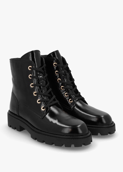 Acorn Black Patent Leather Lace Up Ankle Boots