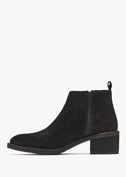 Ackie Black Suede Western Ankle Boots