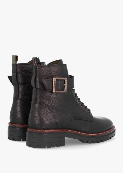 Heidi Black Pebbled Leather Camando Ankle Boots