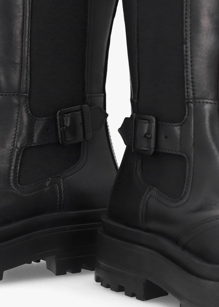 Alicia Black Leather Knee High Chelsea Boots