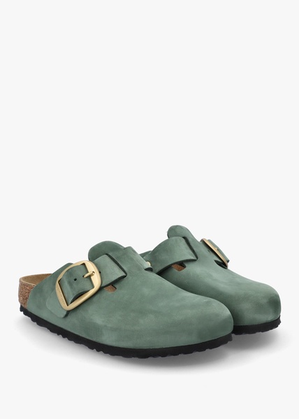 Boston Big Buckle Thyme Nubuck Leather Clogs