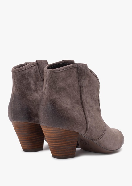 Jalouse Brown Suede Western Ankle Boots