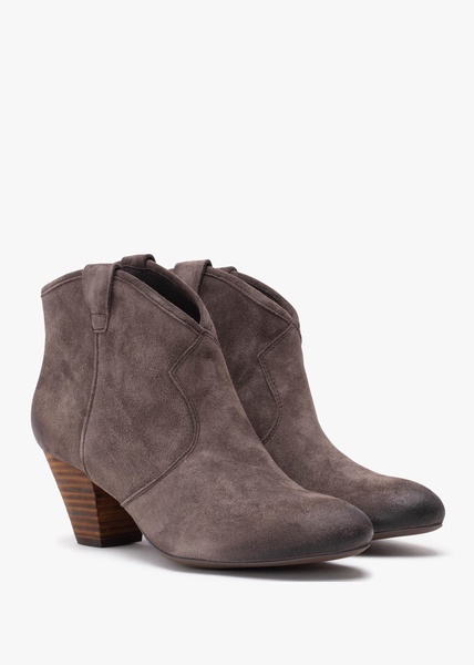 Jalouse Brown Suede Western Ankle Boots