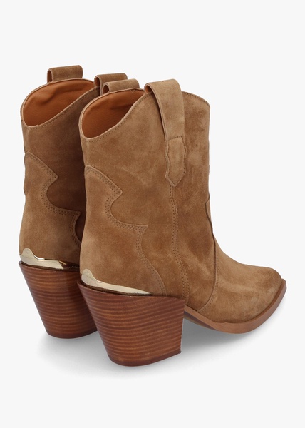Austin Tan Suede Western Stacked Heel Ankle Boots