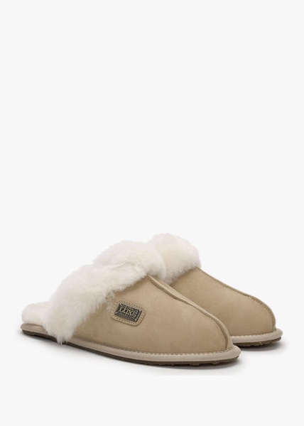 Sand Double-Face Sheepskin Closed Mule Slippers