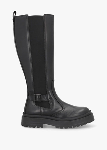 Alicia Black Leather Knee High Chelsea Boots