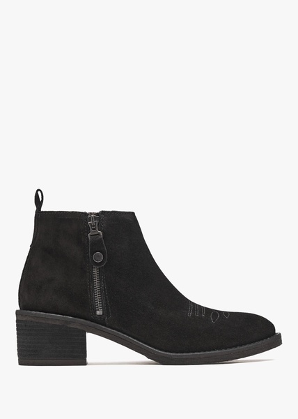 Ackie Black Suede Western Ankle Boots