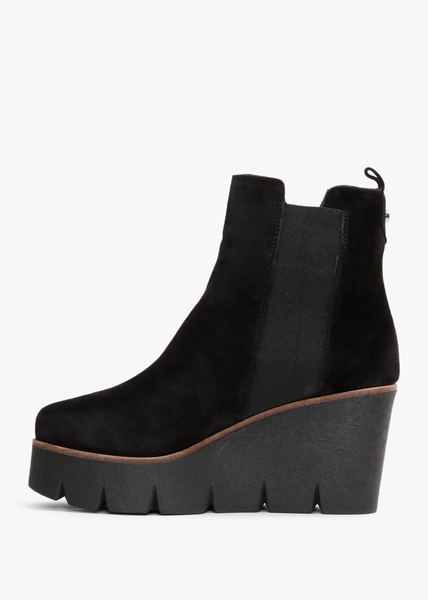 Alpaca Black Suede Wedge Ankle Boots