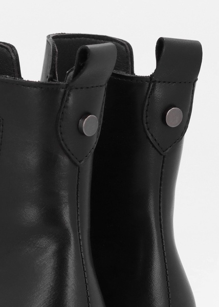 Alpaca Black Leather Wedge Ankle Boots