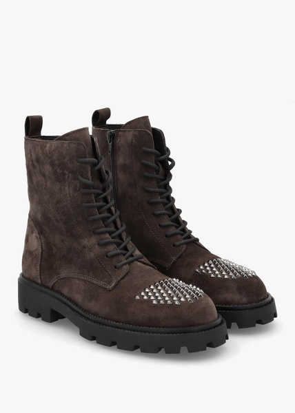 Abode Brown Suede Embellished Ankle Boots
