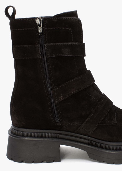 Akita Black Suede Jeweled Biker Boots