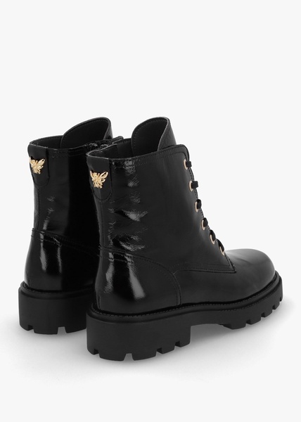 Acorn Black Patent Leather Lace Up Ankle Boots