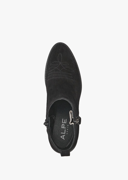 Ackie Black Suede Western Ankle Boots
