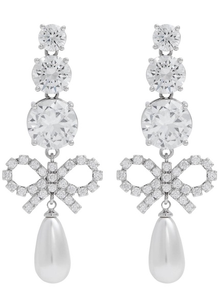 Crystal-embellished bow drop earrings