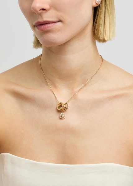 Logo crystal-embellished necklace