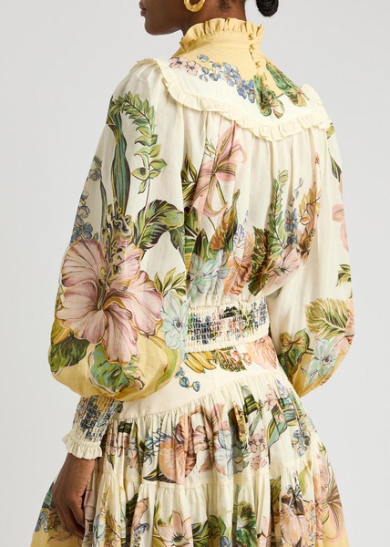 Oleander floral-print woven blouse