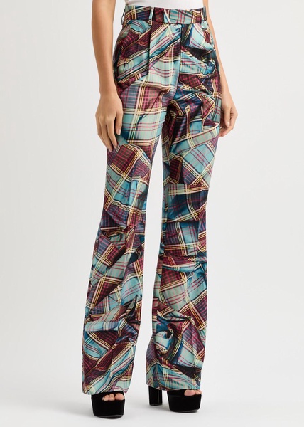 W Ray tartan virgin wool flared pants